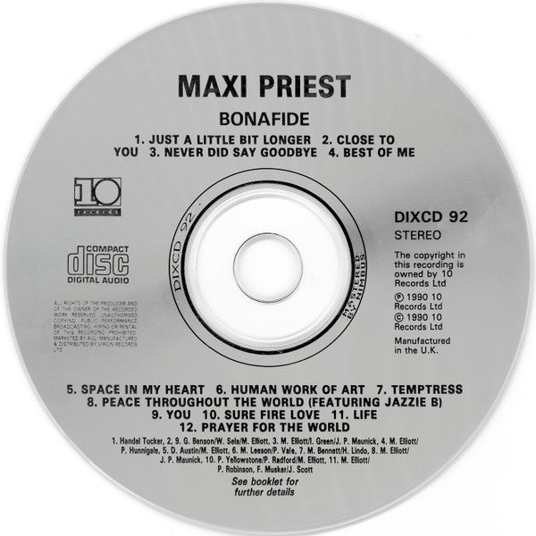 CD Maxi Priest – Bonafide - USADO